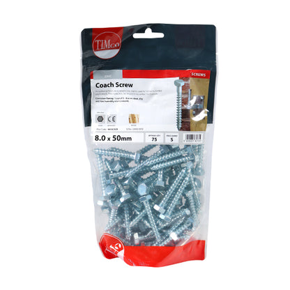 TIMCO Coach Screws - Hex Head - Zinc