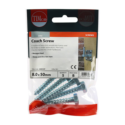 TIMCO Coach Screws - Hex Head - Zinc