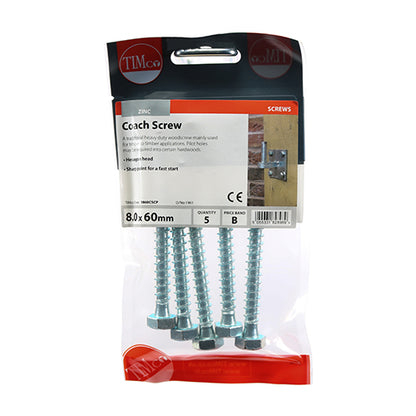 TIMCO Coach Screws - Hex Head - Zinc