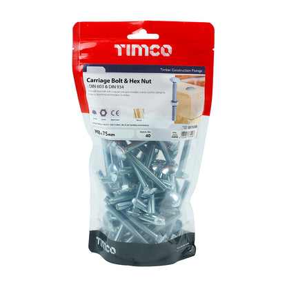 TIMCO Carriage Bolts & Hex Full Nut - Zinc