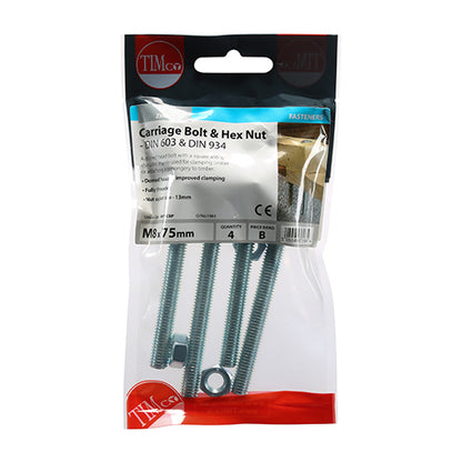 TIMCO Carriage Bolts & Hex Full Nut - Zinc