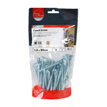 TIMCO Coach Screws - Hex Head - Zinc