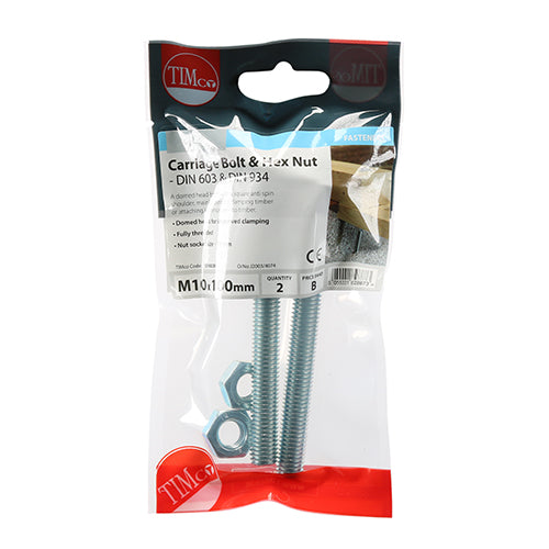 TIMCO Carriage Bolts & Hex Full Nut - Zinc