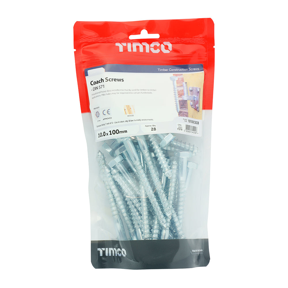 TIMCO Coach Screws - Hex Head - Zinc