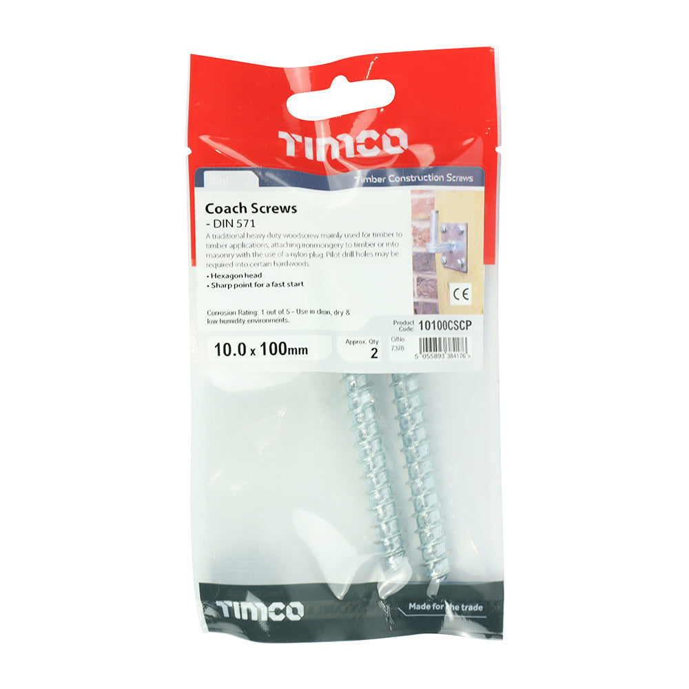 TIMCO Coach Screws - Hex Head - Zinc