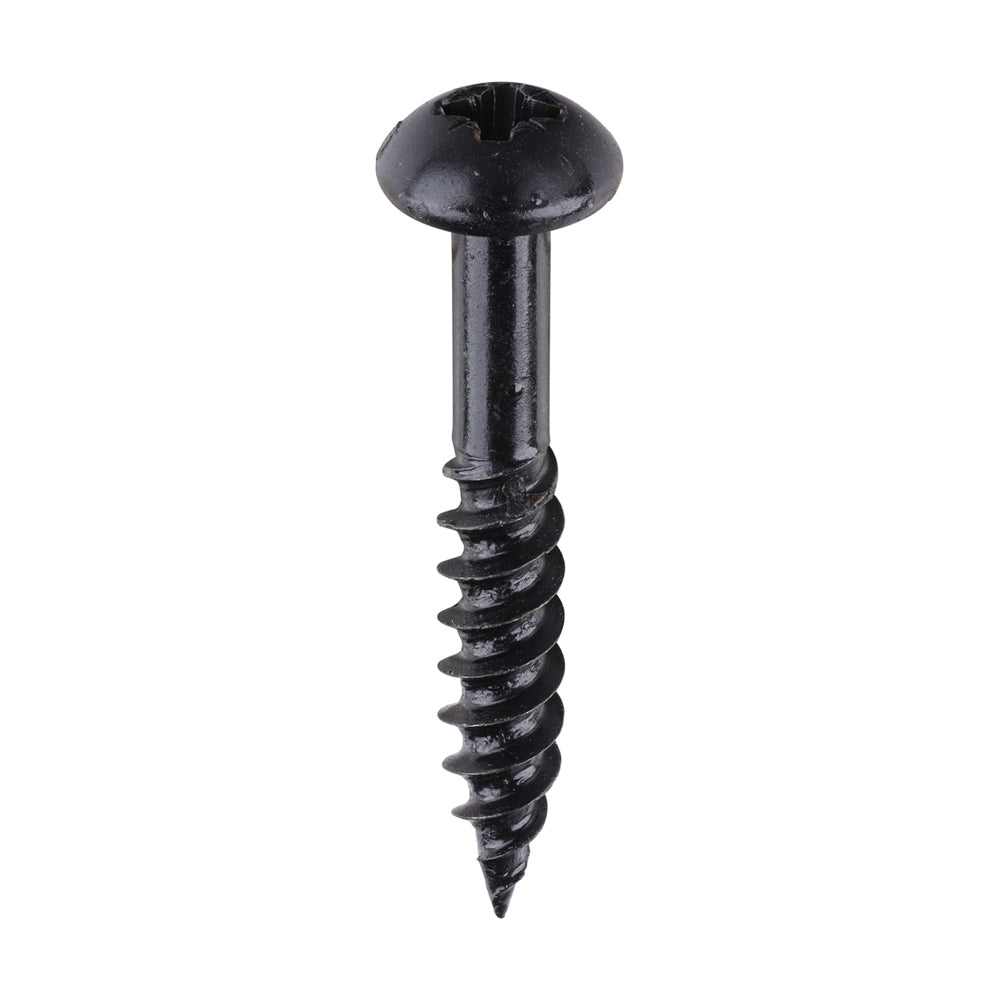 TIMCO Twin-Threaded Round Head Woodscrews - Black - Blackjax