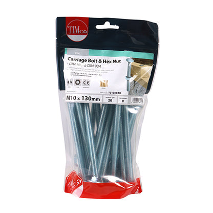 TIMCO Carriage Bolts & Hex Full Nut - Zinc