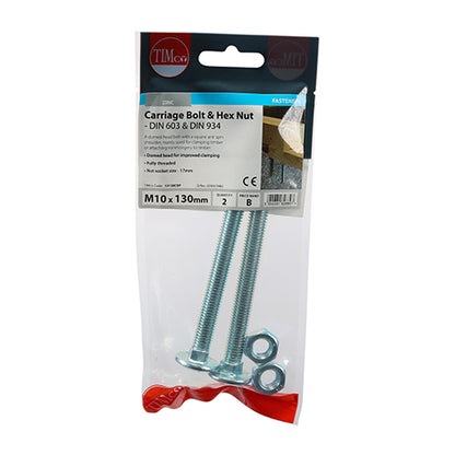TIMCO Carriage Bolts & Hex Full Nut - Zinc