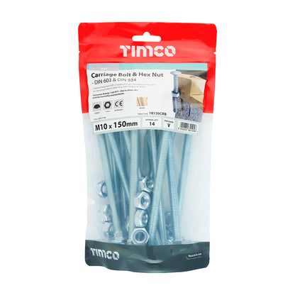 TIMCO Carriage Bolts & Hex Full Nut - Zinc