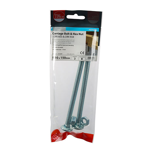 TIMCO Carriage Bolts & Hex Full Nut - Zinc