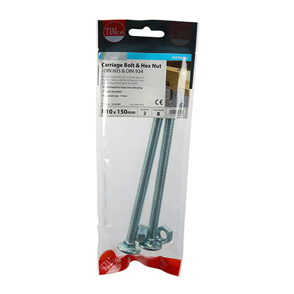 TIMCO Carriage Bolts & Hex Full Nut - Zinc