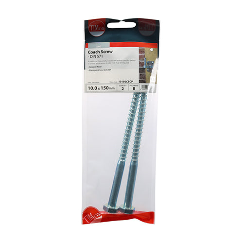 TIMCO Coach Screws - Hex Head - Zinc