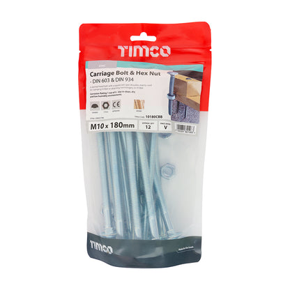 TIMCO Carriage Bolts & Hex Full Nut - Zinc
