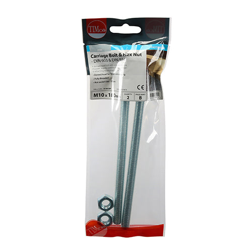 TIMCO Carriage Bolts & Hex Full Nut - Zinc
