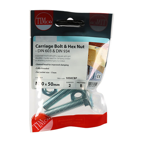 TIMCO Carriage Bolts & Hex Full Nut - Zinc