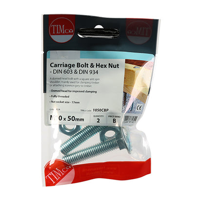 TIMCO Carriage Bolts & Hex Full Nut - Zinc