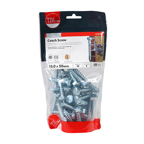 TIMCO Coach Screws - Hex Head - Zinc