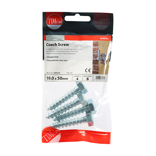 TIMCO Coach Screws - Hex Head - Zinc