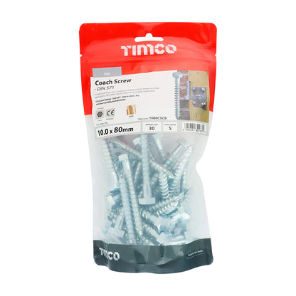 TIMCO Coach Screws - Hex Head - Zinc