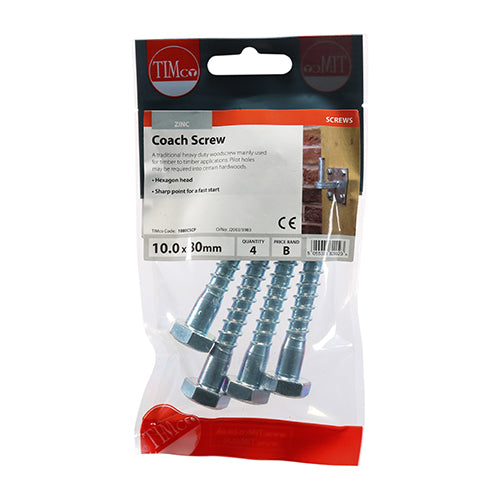TIMCO Coach Screws - Hex Head - Zinc