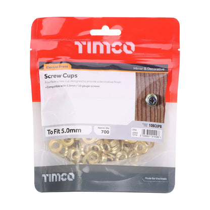 TIMCO Screw Cups  - Electro Brass