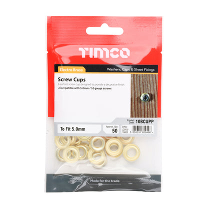 TIMCO Screw Cups  - Electro Brass