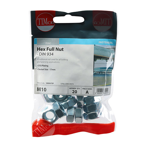 TIMCO Hex Full Nuts - Zinc