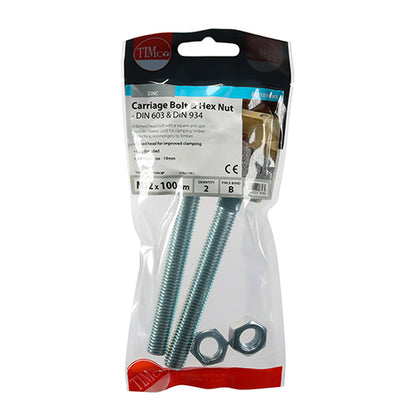 TIMCO Carriage Bolts & Hex Full Nut - Zinc