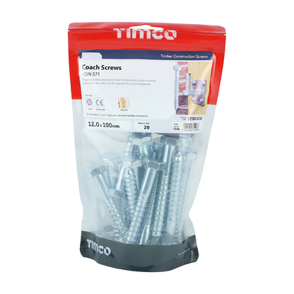 TIMCO Coach Screws - Hex Head - Zinc