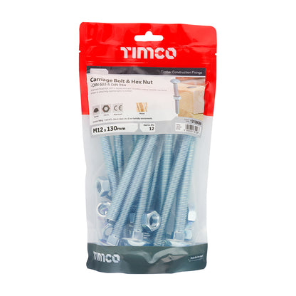 TIMCO Carriage Bolts & Hex Full Nut - Zinc