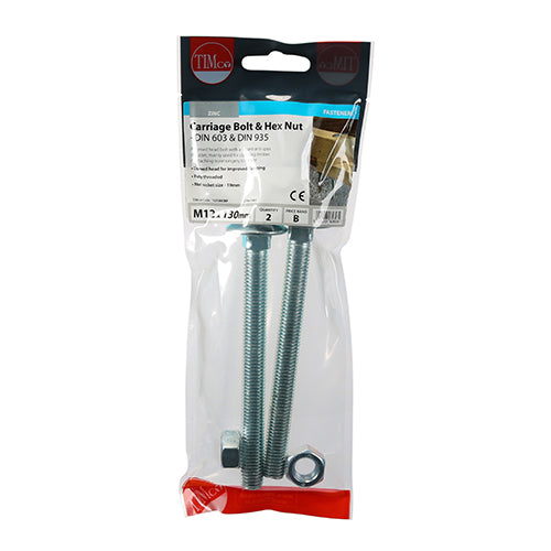 TIMCO Carriage Bolts & Hex Full Nut - Zinc