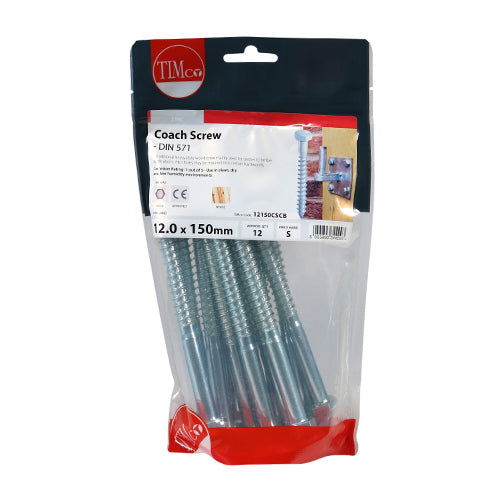 TIMCO Coach Screws - Hex Head - Zinc