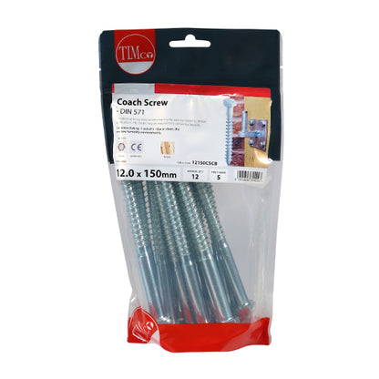 TIMCO Coach Screws - Hex Head - Zinc