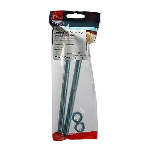 TIMCO Carriage Bolts & Hex Full Nut - Zinc