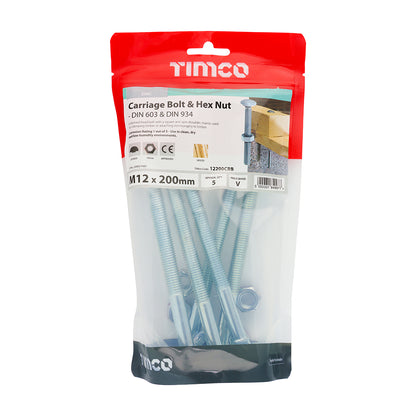 TIMCO Carriage Bolts & Hex Full Nut - Zinc