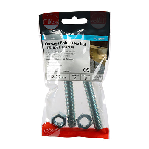 TIMCO Carriage Bolts & Hex Full Nut - Zinc