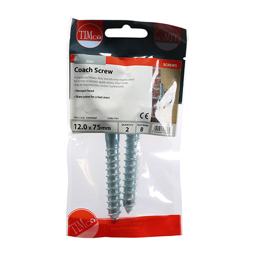 TIMCO Coach Screws - Hex Head - Zinc