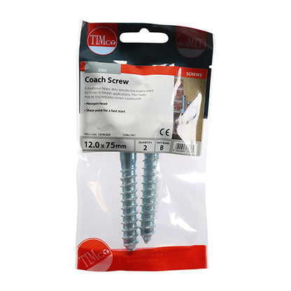 TIMCO Coach Screws - Hex Head - Zinc