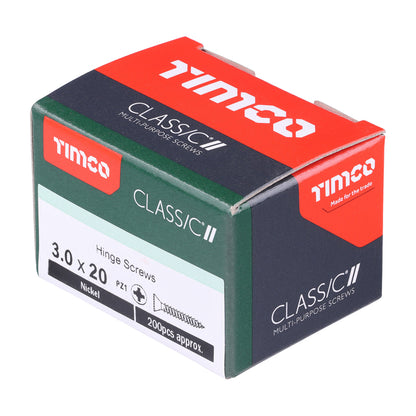 TIMCO Classic Multi-Purpose Reduced Head Countersunk Piano Hinge Woodscrews - Nickel