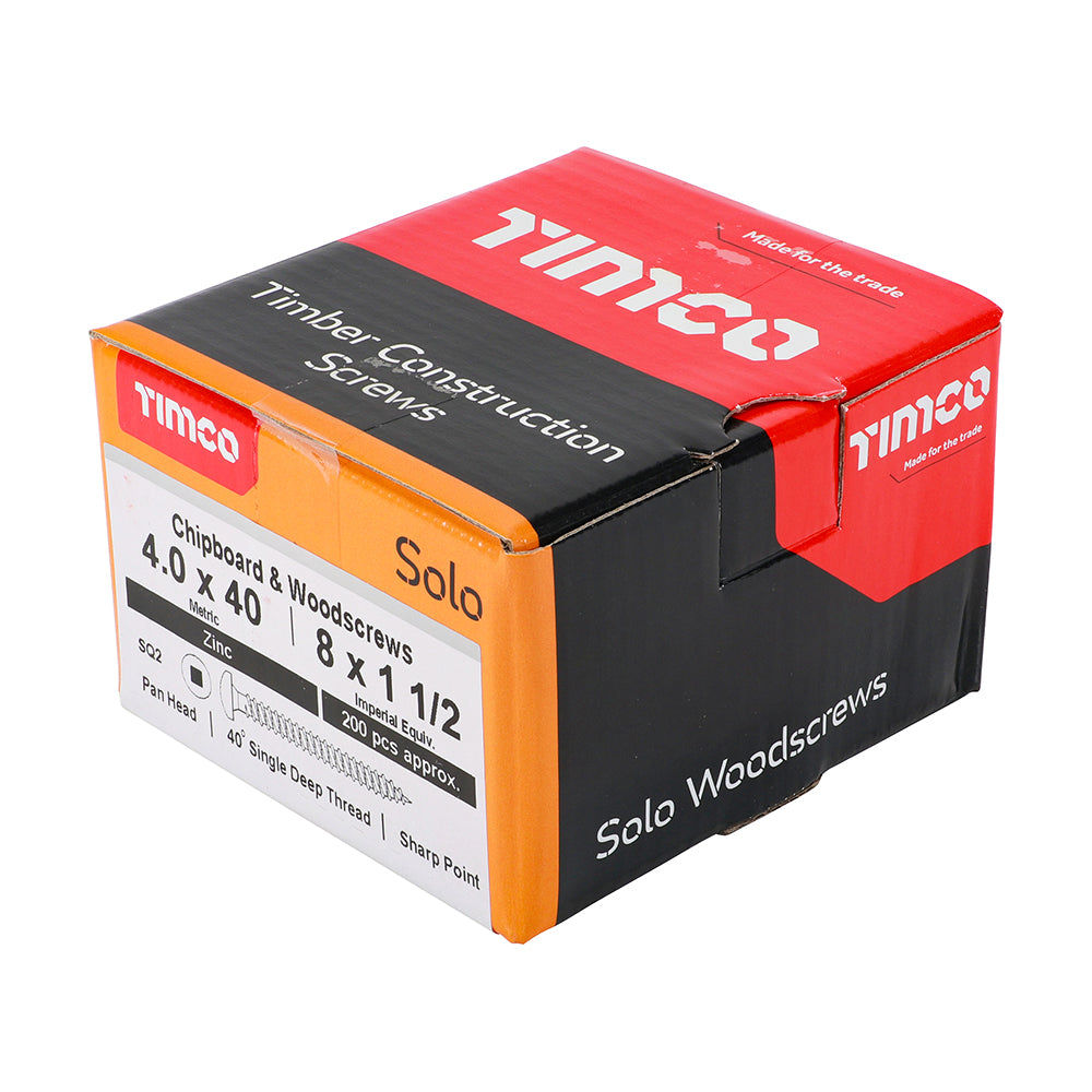 TIMCO Solo Pan Head Woodscrews - Silver - Square head