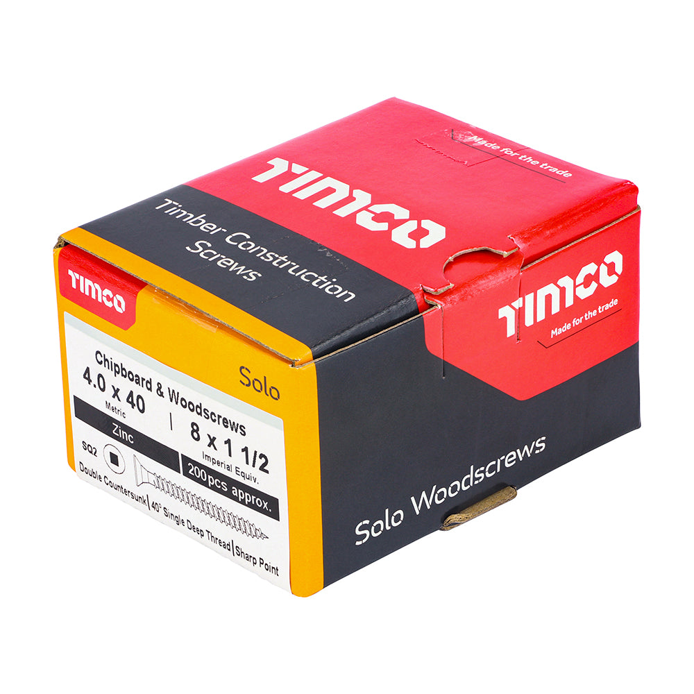 TIMCO Solo Countersunk Woodscrews - Silver - Square head