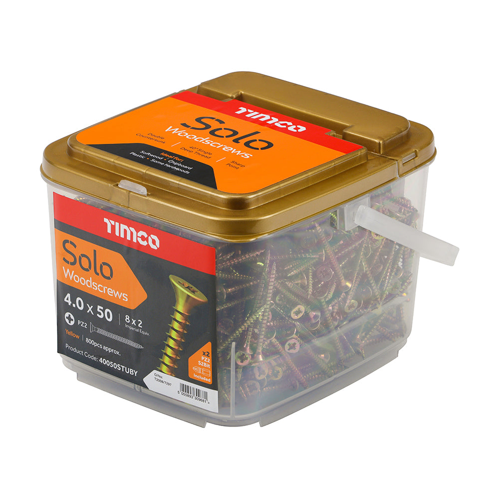 TIMCO Solo Countersunk Woodscrews - Yellow - TUB