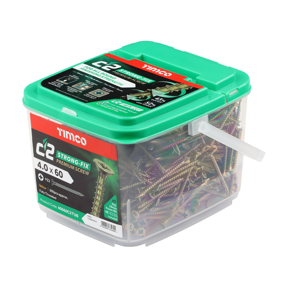 TIMCO C2 Strong-Fix Multi-Purpose Premium Countersunk Gold Woodscrews - TUB