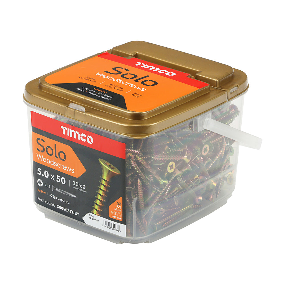 TIMCO Solo Countersunk Woodscrews - Yellow - TUB