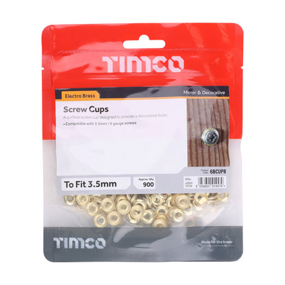 TIMCO Screw Cups  - Electro Brass