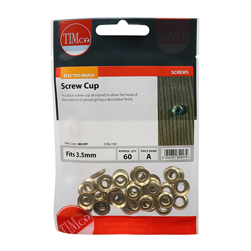 TIMCO Screw Cups  - Electro Brass