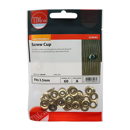 TIMCO Screw Cups  - Electro Brass