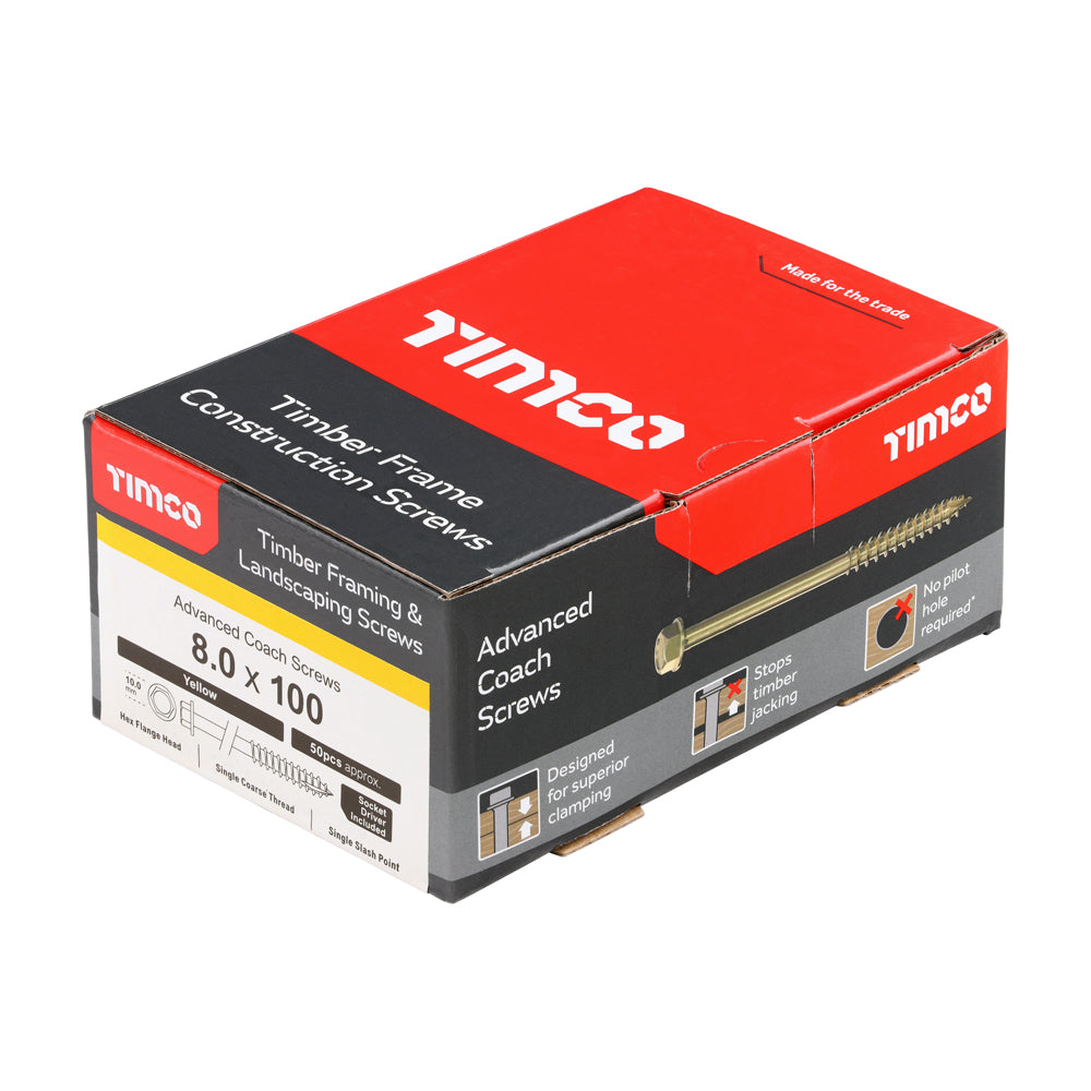 TIMCO Solo Advanced Hex Head Gold Coach Woodscrews