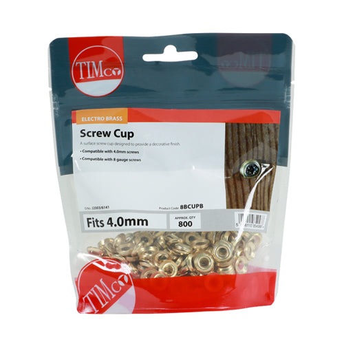 TIMCO Screw Cups  - Electro Brass