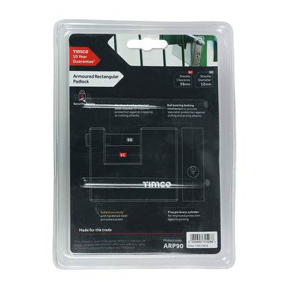 TIMCO Armoured Rectangular Padlock